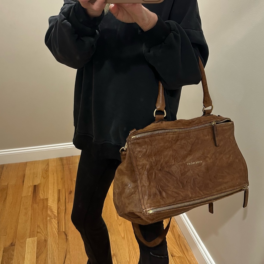 Givenchy Brown Leather Shoulder Bag with Gold Hardware - Picture 15 of 16